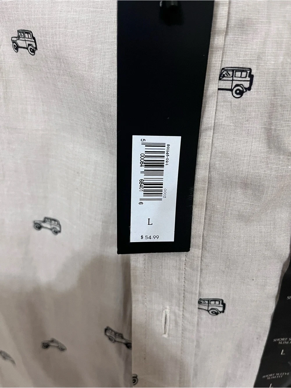 Banana Republic Men’s Short-Sleeve Printed Button-Up Shirt - Cream with cars